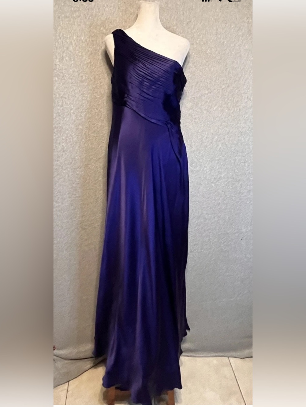 Laundry By Shelli Segal Silk One-Shoulder Maxi Evening Dress - Picture 2 of 9